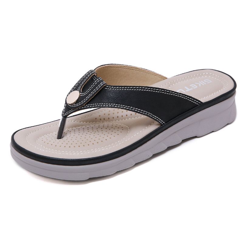 Kvinnor Stora Sömmar Flip Flops Strand Flat Casual Sandaler