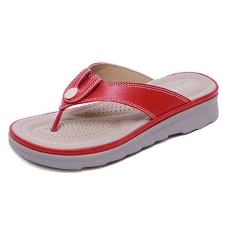 Kvinnor Stora Sömmar Flip Flops Strand Flat Casual Sandaler