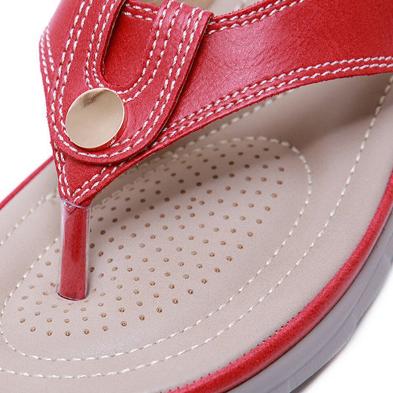 Kvinnor Stora Sömmar Flip Flops Strand Flat Casual Sandaler