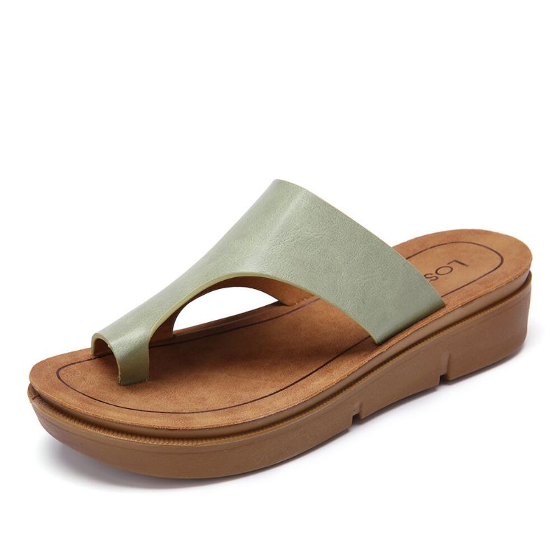 Kvinnor Tå Ring Slip On Mjuk Sula Casual Summer Sandaler