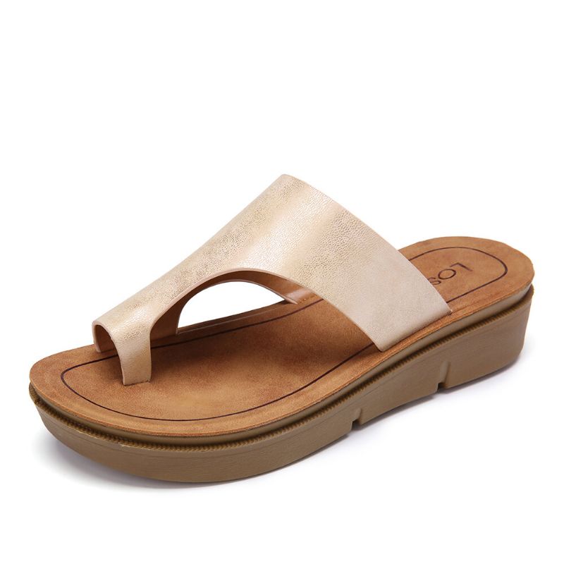 Kvinnor Tå Ring Slip On Mjuk Sula Casual Summer Sandaler