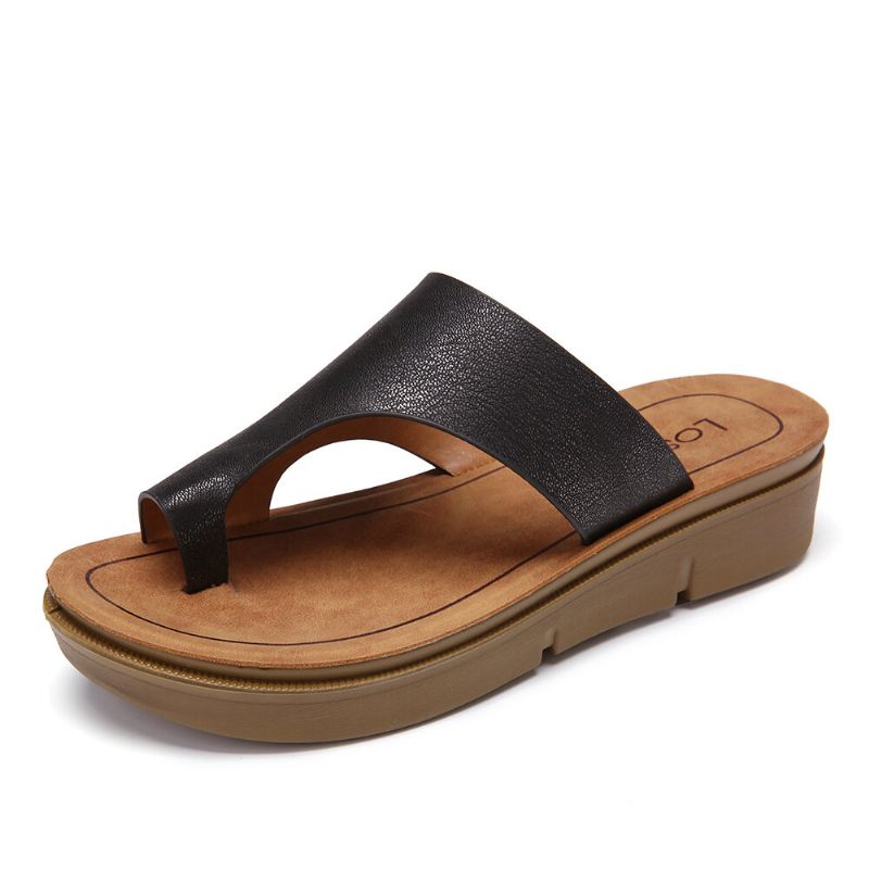 Kvinnor Tå Ring Slip On Mjuk Sula Casual Summer Sandaler