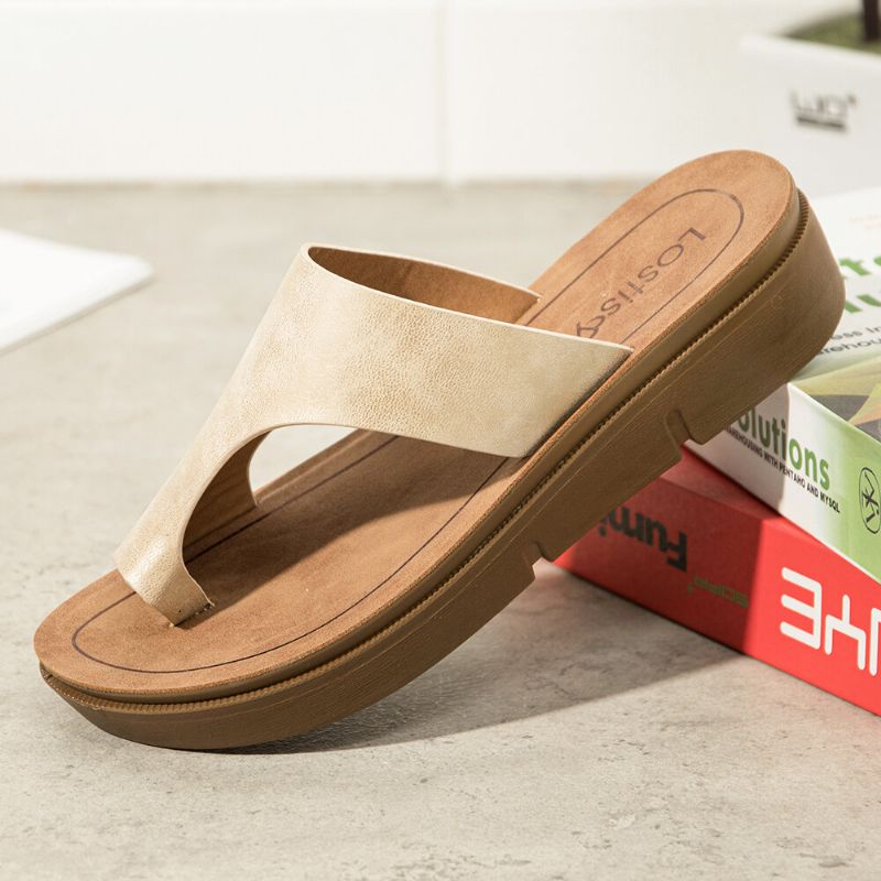 Kvinnor Tå Ring Slip On Mjuk Sula Casual Summer Sandaler