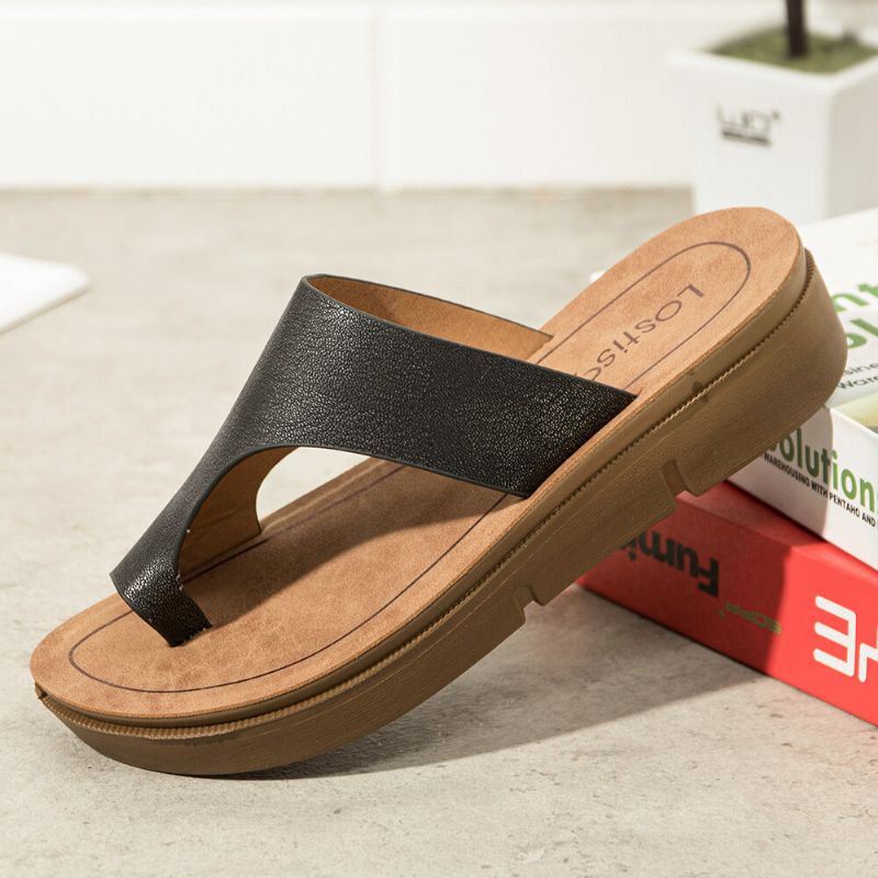 Kvinnor Tå Ring Slip On Mjuk Sula Casual Summer Sandaler