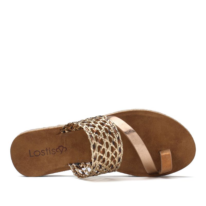 Kvinnor Tå Ring Slip On Woven Strap Casual Sandaler