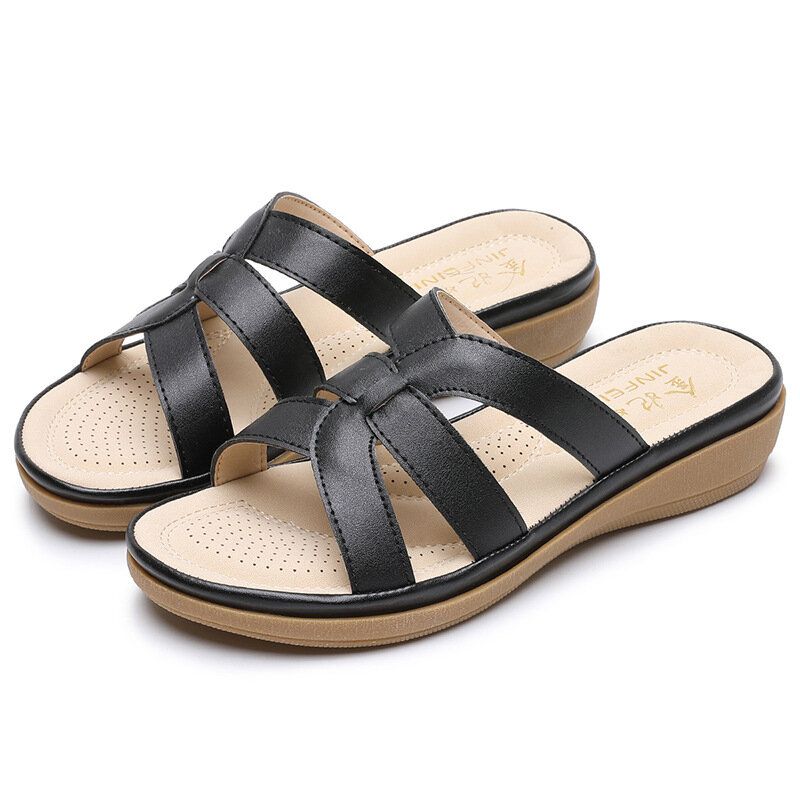 Kvinnor Utskärning Andningsbar Bärbar Comfy Casual Beach Wedges Sandaler