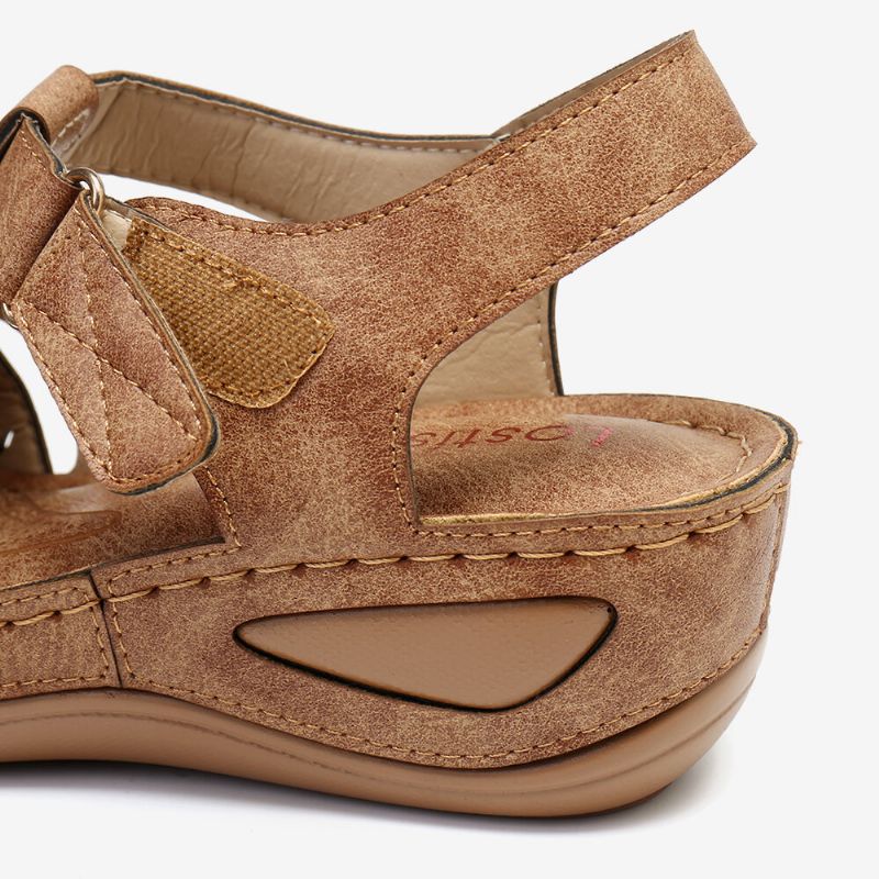 Kvinnors Utskärning Med Krokögla Andas Bekväma Casual Wedge-sandaler