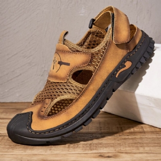 Män Andas Mesh Gummi Toe Handsömmar Mjuka Casual Sandaler