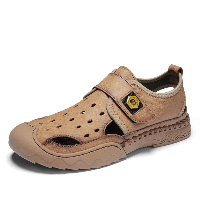 Män Andas Microfiber Läder Closed Toe Casual Outdoor Sandaler