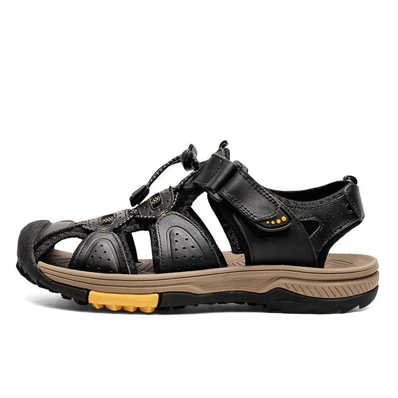 Män Kohud Läder Halkfri Closed Toe Beach Casual Outdoor Sandaler