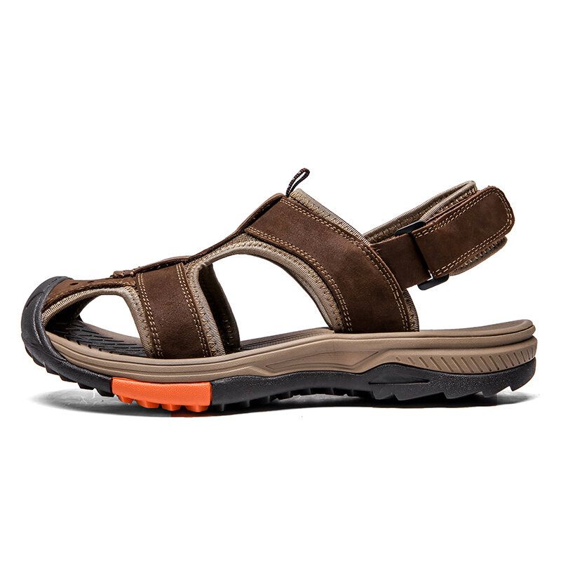 Män Koskinn Läder Andas Halkfri Sluten Tå Strand Casual Outdoor Sandaler