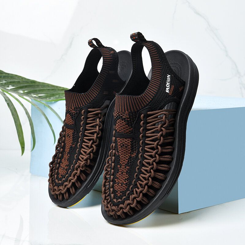 Män Outdoor Woven Beach Stor Storlek Casual Slip On Shoes