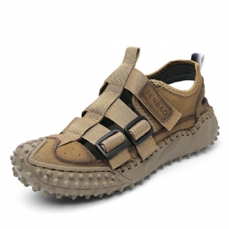 Män Retro Kohud Läder Closd Toe Outdoor Handgjorda Sandaler