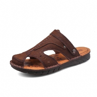 Män Sluten Tå Kohud Läder Slip On Outdoor Casual Slipper Sandaler