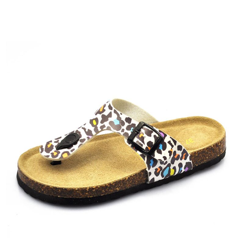 Plus Size Damer Casual Soft Soul Flip Flops Utskrift Beach Cork Sandaler