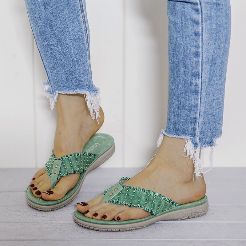 Ruffled Flip Flops Casual Sandaler För Kvinnor