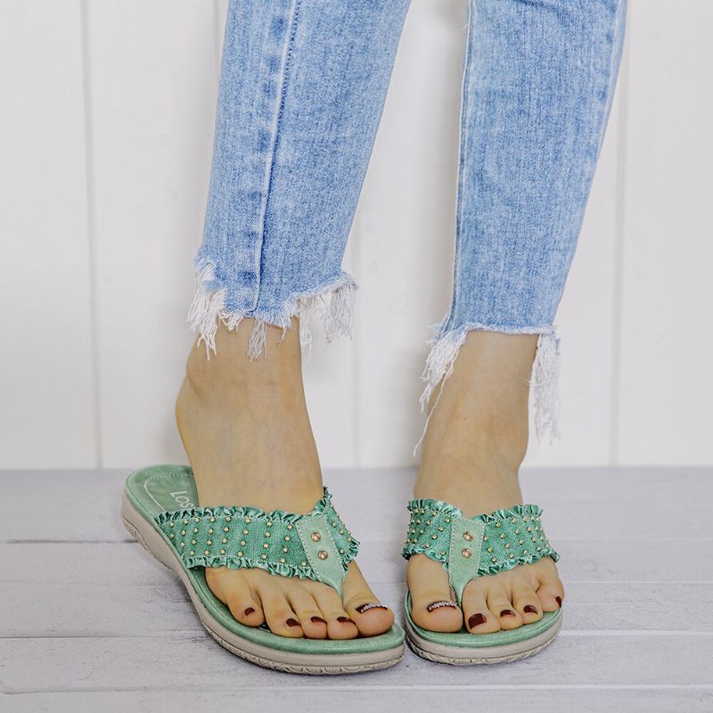 Ruffled Flip Flops Casual Sandaler För Kvinnor