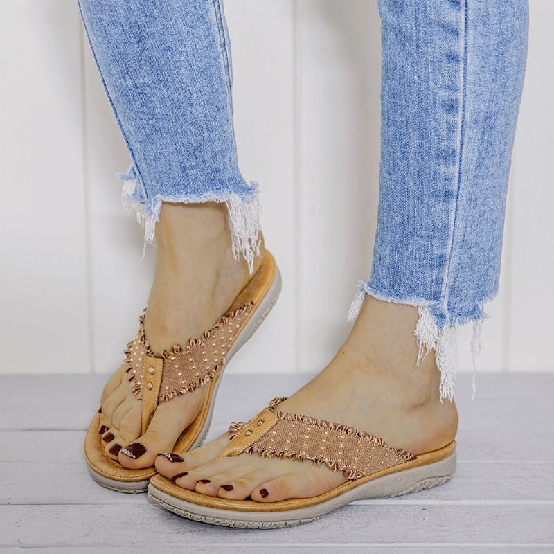 Ruffled Flip Flops Casual Sandaler För Kvinnor