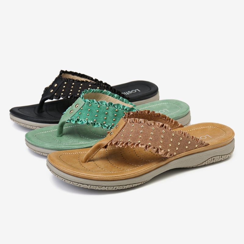 Ruffled Flip Flops Casual Sandaler För Kvinnor