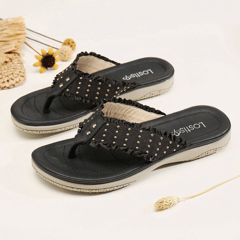 Ruffled Flip Flops Casual Sandaler För Kvinnor