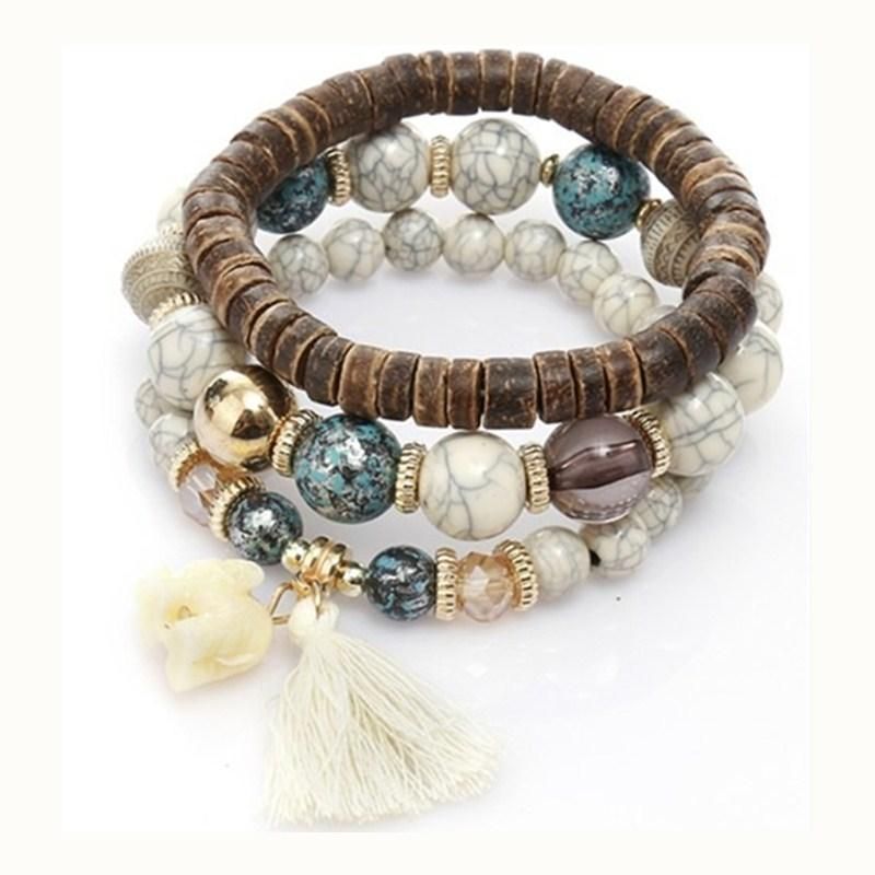 Bohemian Multi-layer Wooden Tofs Armband Cutely Elephant Beaded Armband