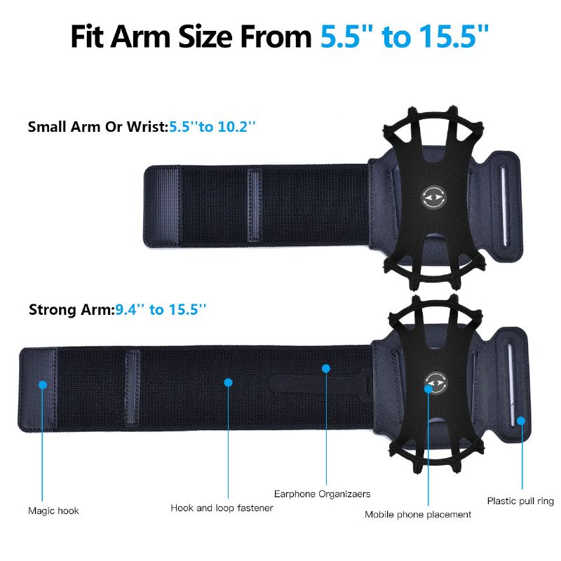 Löpning Mobiltelefon Armväska Demontering Sportarmskydd Utomhusridning Mobiltelefon Roterande Armband