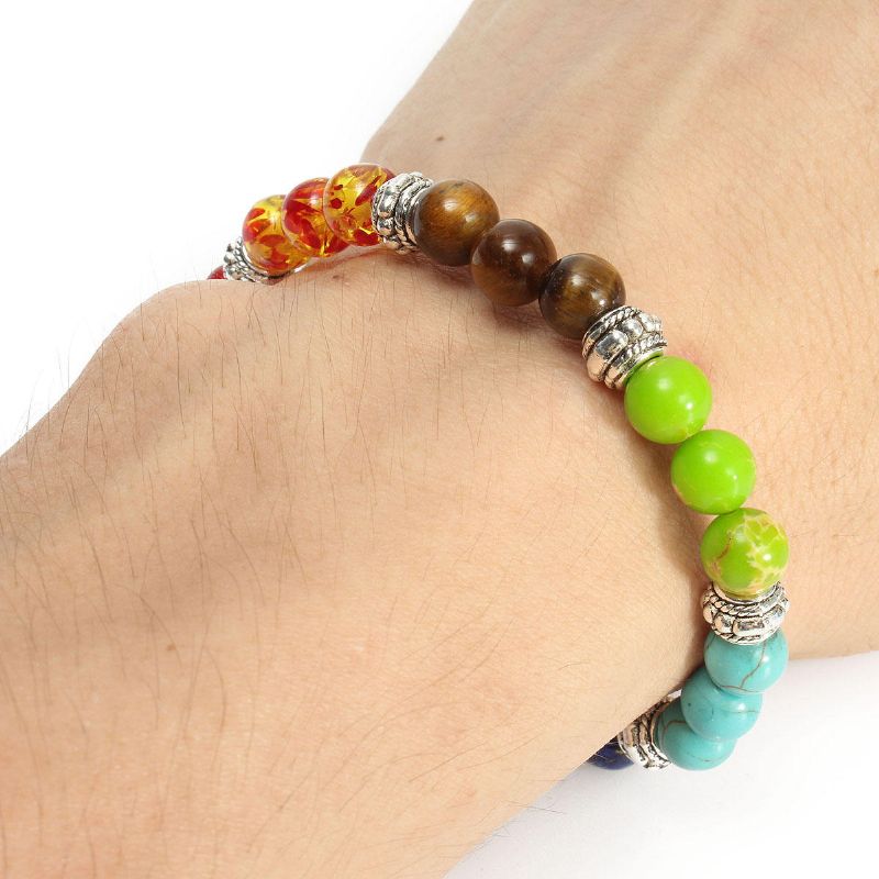 Yoga Chakra 7 Stone Buddhist Prayer Mara Ametist Crystal Bead Armband