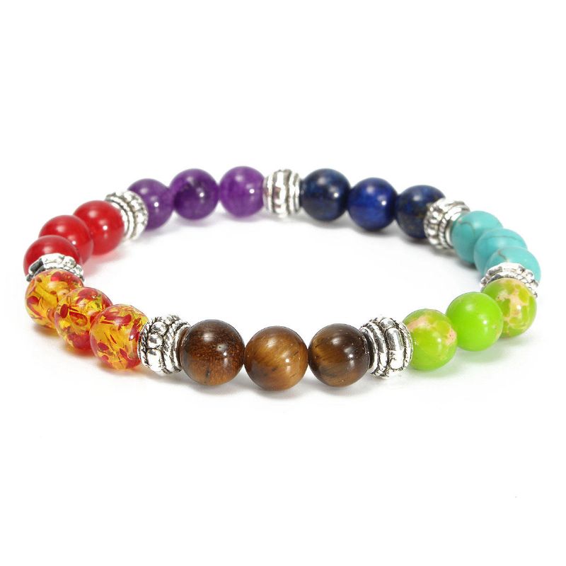 Yoga Chakra 7 Stone Buddhist Prayer Mara Ametist Crystal Bead Armband