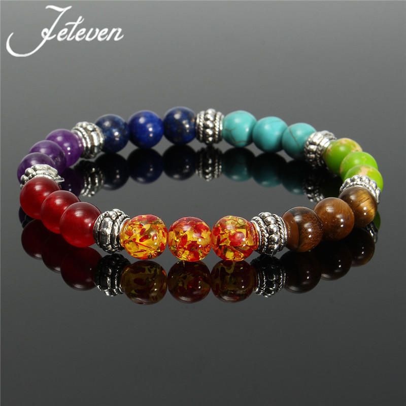 Yoga Chakra 7 Stone Buddhist Prayer Mara Ametist Crystal Bead Armband