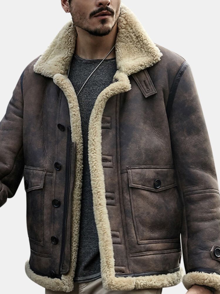 Charmkpr Herr Biker Jacka Big Pocket Shearling Konstläder