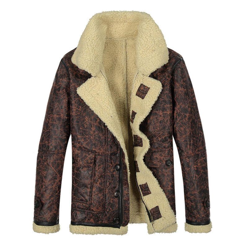 Charmkpr Herr Biker Jacka Big Pocket Shearling Konstläder