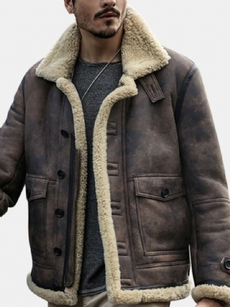 Charmkpr Herr Biker Jacka Big Pocket Shearling Konstläder