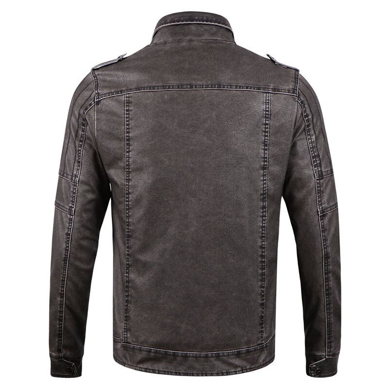 Vinter Fleece Varm Pu Faux Läder Motorcykel Biker Jacka