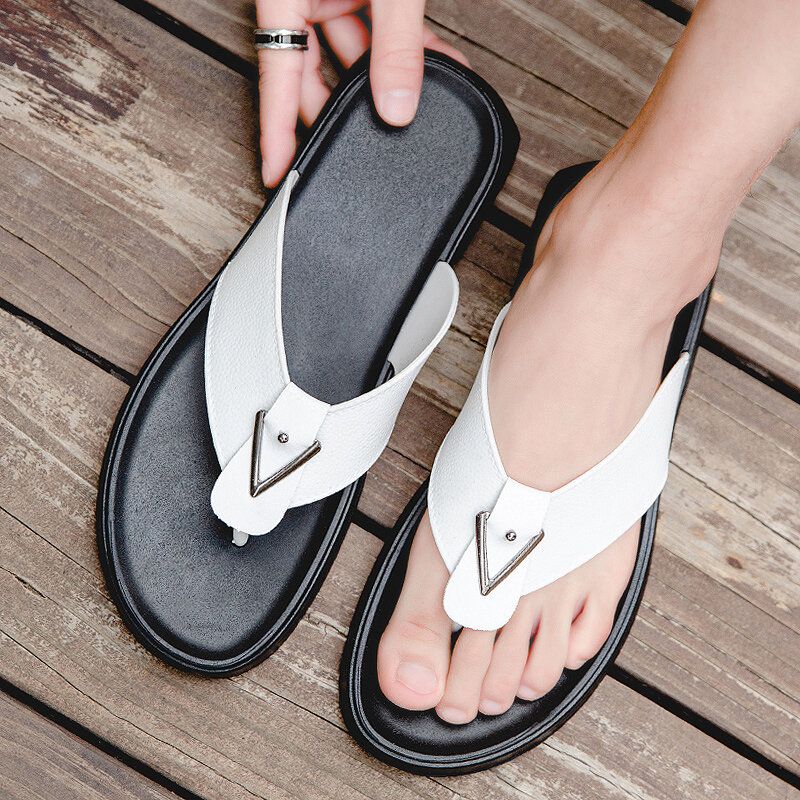 Herr Andas Halkfria Bekväma Flipflops Med Klippta Casual Strandtofflor