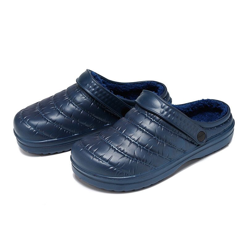 Herr Vattentät Tyg Plysch Varmfodrad Comfy Slip On Home Tofflor