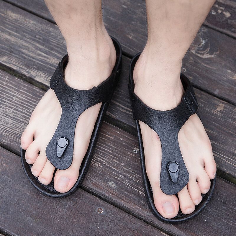 Kohud För Män Andas Halkfria Flip Flops Casual Strandtofflor