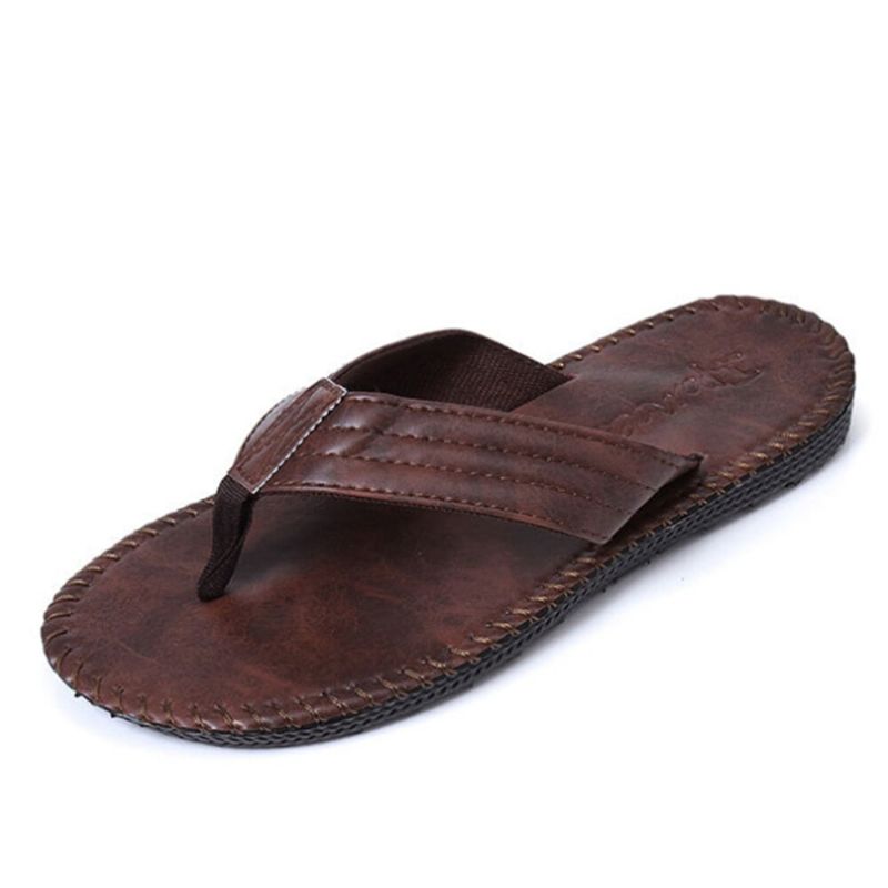 Kohud För Män Andas Halksäkra Flip Flops Casual Strandtofflor