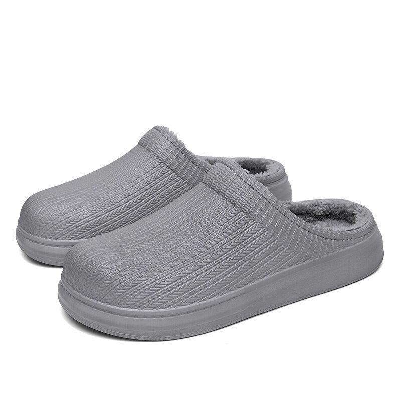 Män Comfy Wide Fit Riund Toe Backless Easy Slip-on Home Tofflor