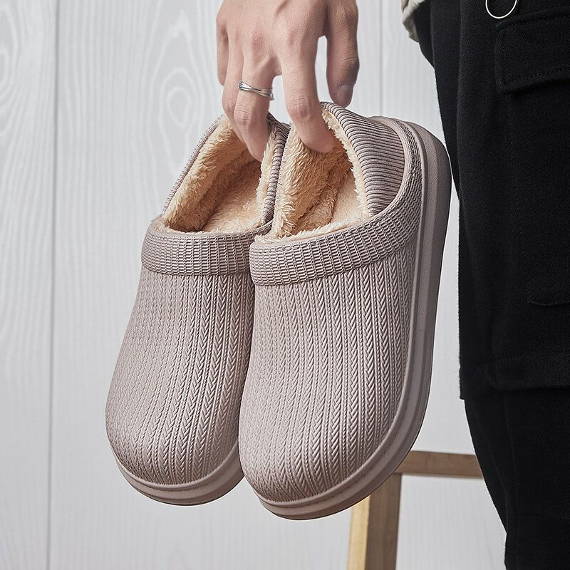 Män Comfy Wide Fit Rund Toe Varma Lätt Slip-on Home Tofflor