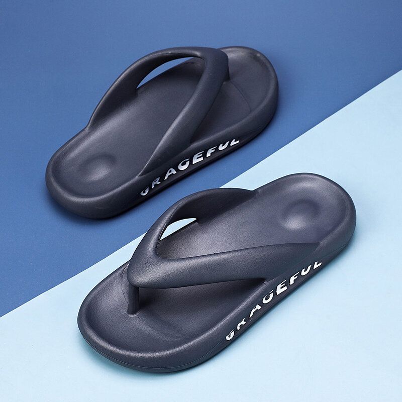 Män Lättvikts Mjuk Sula Ren Färg Inomhus Flip Flops Casual Plattformstofflor