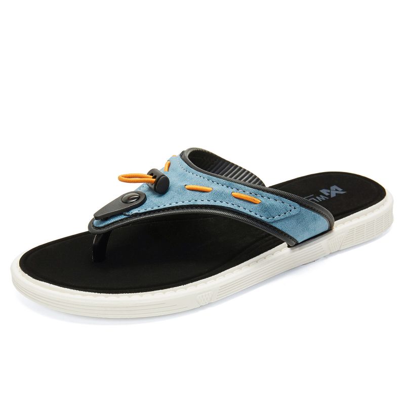 Män Outdoor Beach Slip On Denim Tyg Casual Flip Flop Tofflor