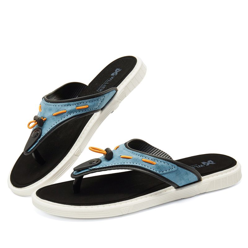 Män Outdoor Beach Slip On Denim Tyg Casual Flip Flop Tofflor