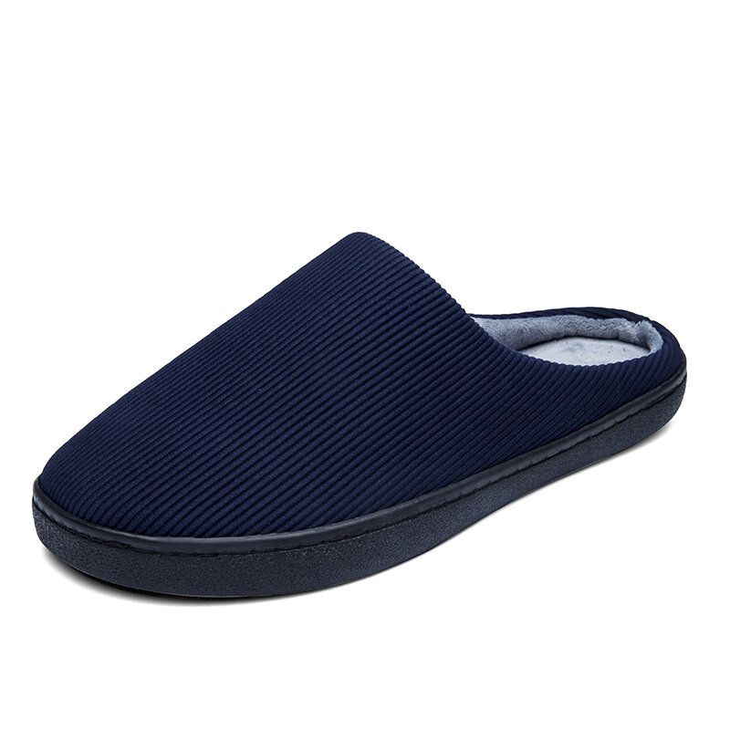 Män Pure Color Rund Toe Halkfri Varm Slip-on Hemma Bomullstofflor