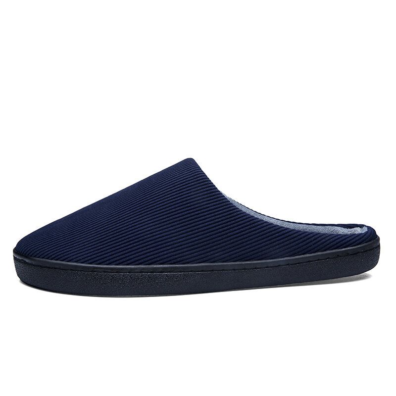 Män Pure Color Rund Toe Halkfri Varm Slip-on Hemma Bomullstofflor