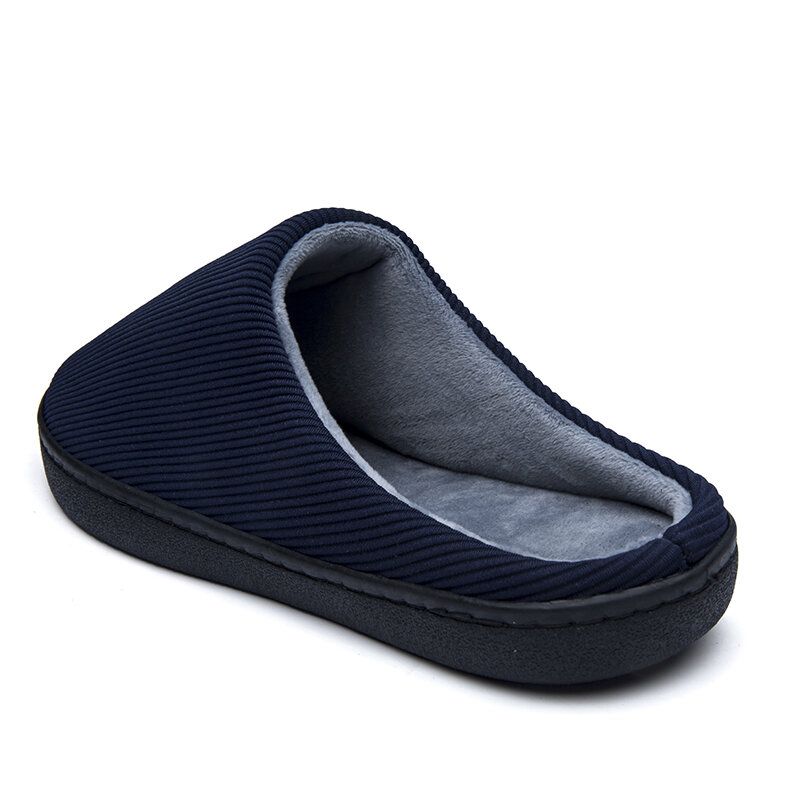 Män Pure Color Rund Toe Halkfri Varm Slip-on Hemma Bomullstofflor