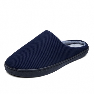 Män Pure Color Rund Toe Halkfri Varm Slip-on Hemma Bomullstofflor