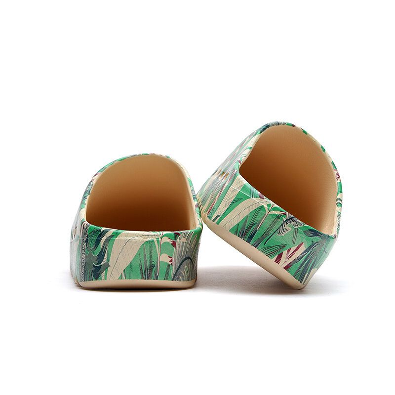 Män Pvc Coconut Tree Print Mjuk Tjock Sula Halkfri Bekväm Andas Sommar Casual Hemma Slide Tofflor