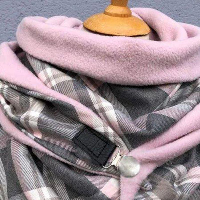 Dam Bomull Plus Tjock Håll Värmen Vinter Utomhus Casual Galler Mönster Kontrast Färg Flerfunktionssjal Scarf