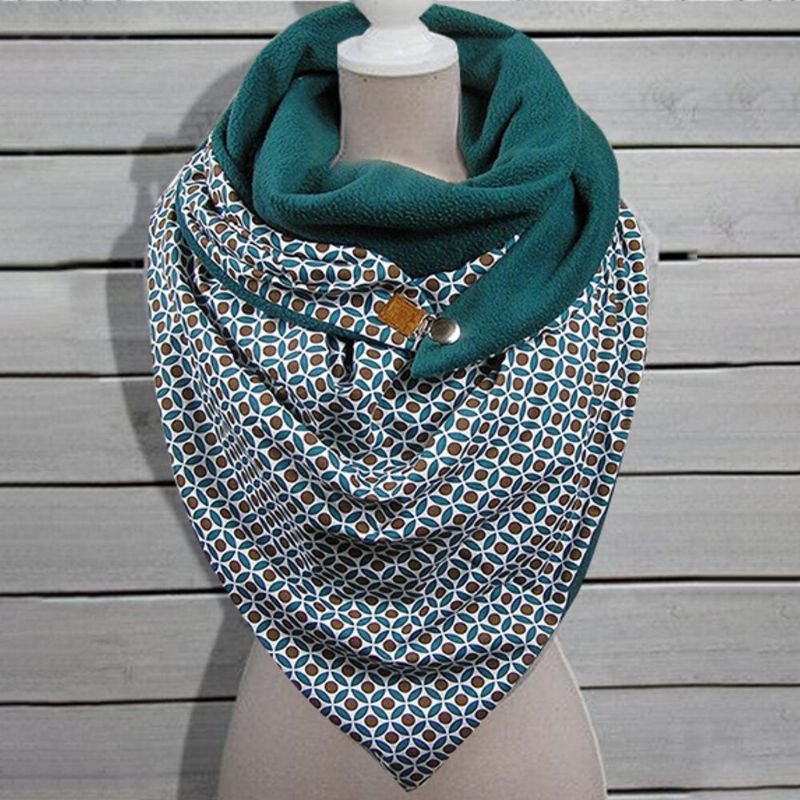 Dam Bomull Plus Tjock Håll Värmen Vinter Utomhus Casual Geometri Mönster Multi-purpose Scarf Sjal