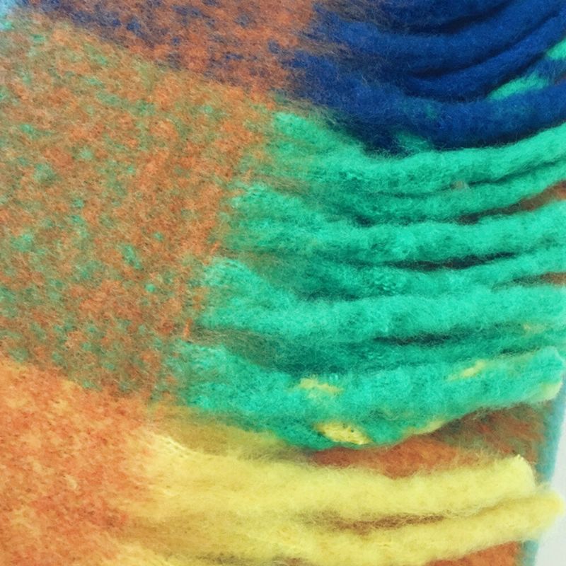 Dam Faux Cashmere Rainbow Patchwork Färg Tjock Varm Rutigt Mönster Tofs Sjal Scarf